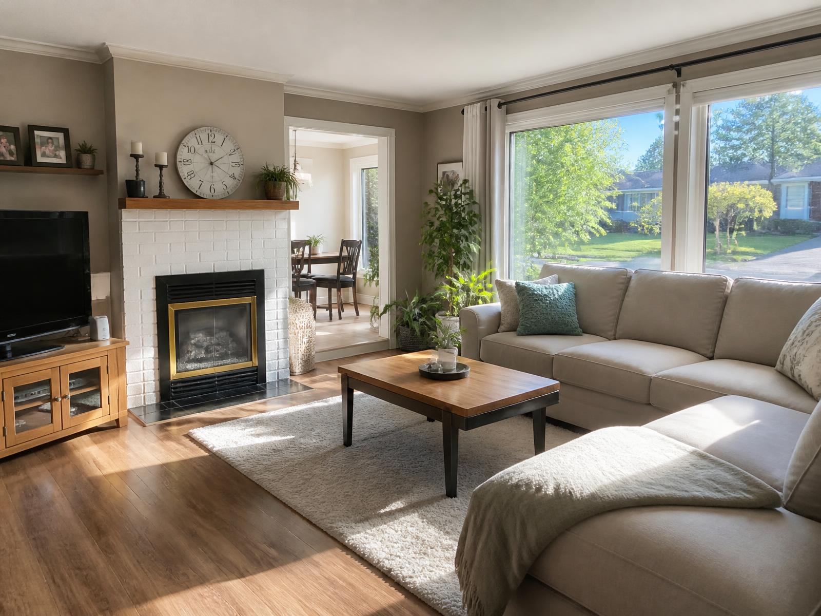 Bright, tidy living room in a warm family home in the Halifax area
